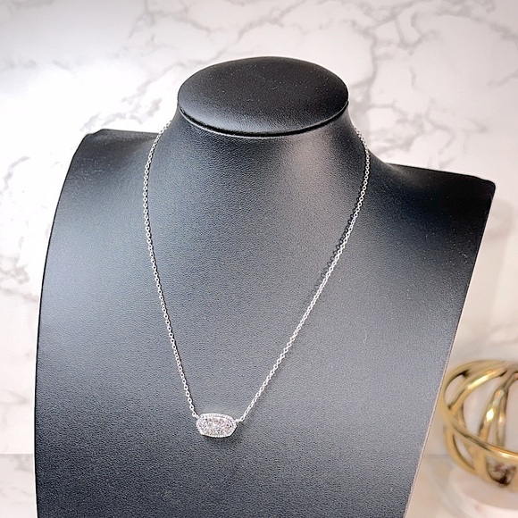 KENDRA SCOTT Designer Necklace | Silver Tone Druzy Stone | EUC - Picture 2 of 6